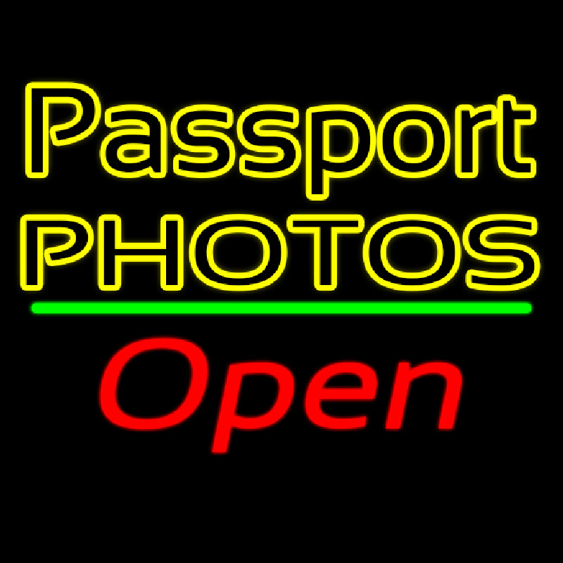 Passport Photos Block With Open 2 Enseigne Néon