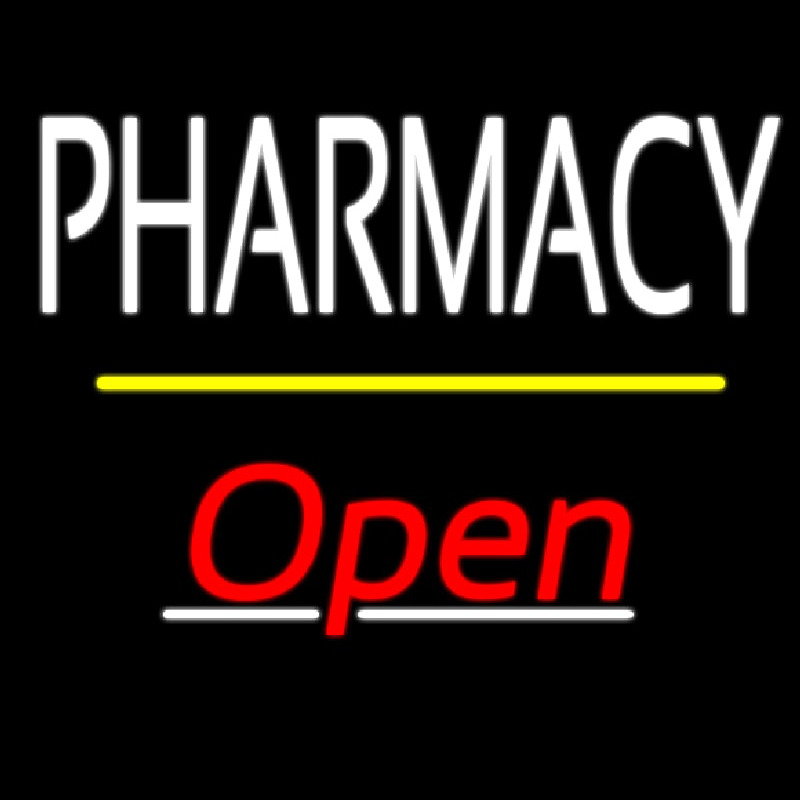 Pharmacy Open Yellow Line Enseigne Néon