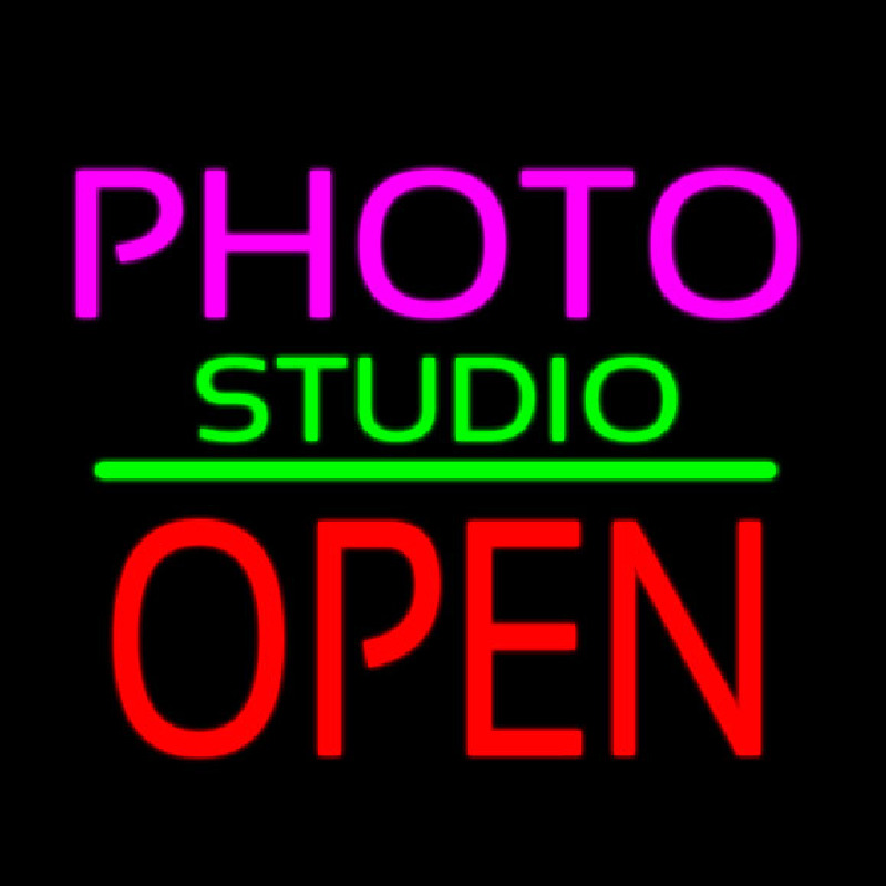 Photo Studio Open Green Line Enseigne Néon