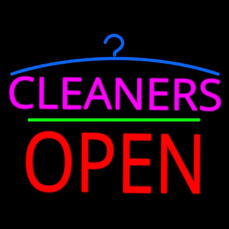 Pink Cleaners Block Open Enseigne Néon