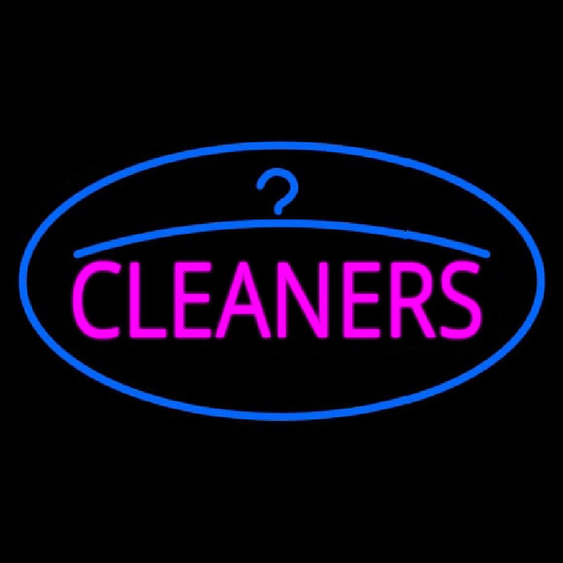 Pink Cleaners Oval Blue Logo Enseigne Néon