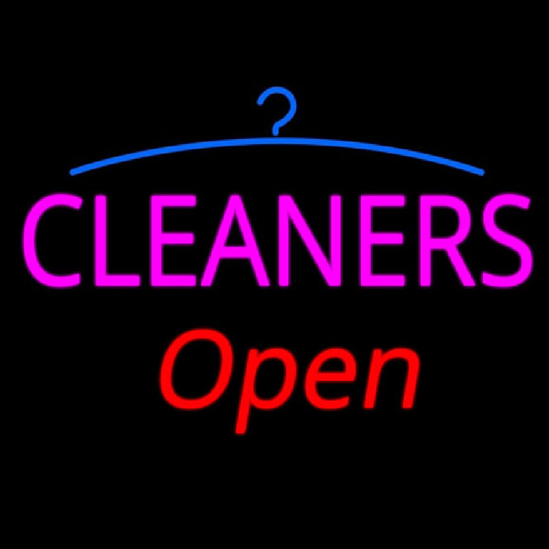 Pink Cleaners Red Open Logo Enseigne Néon