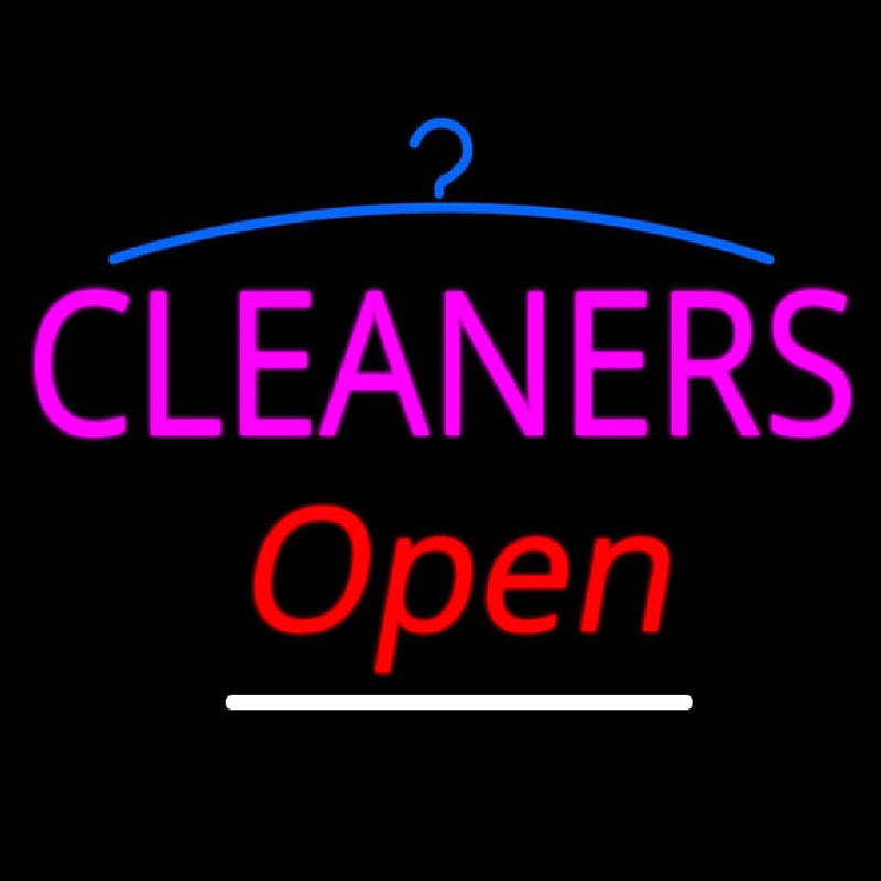 Pink Cleaners Slant Open Logo Enseigne Néon