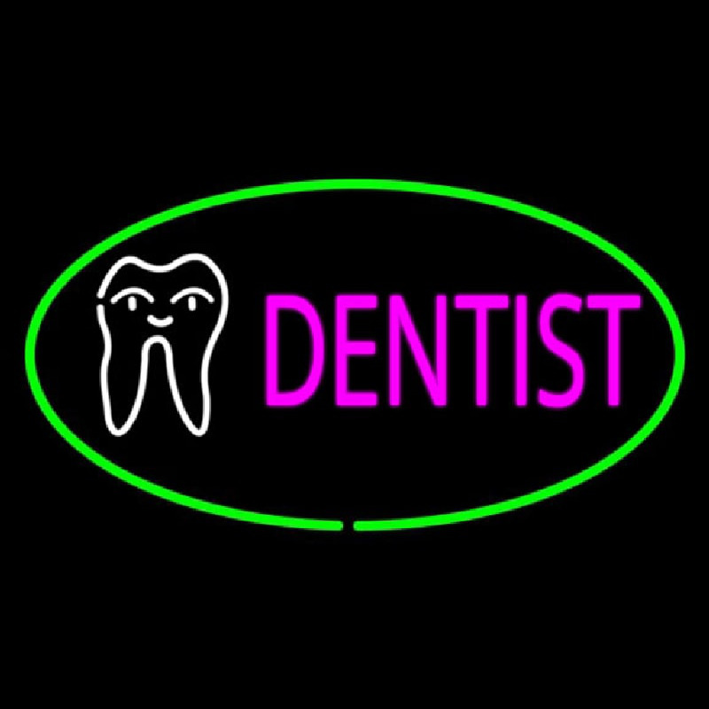 Pink Dentist Oval Green Enseigne Néon