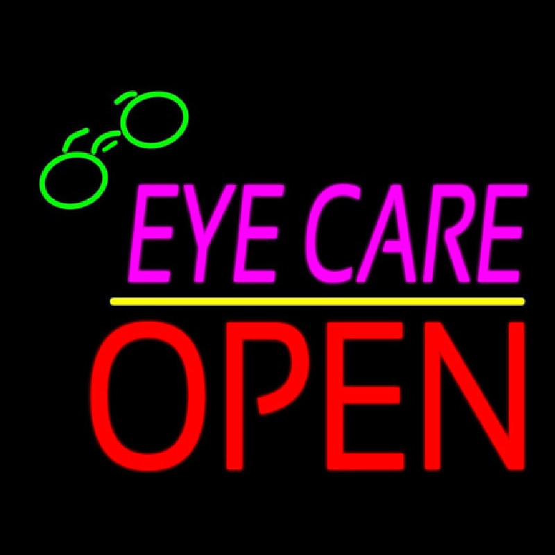 Pink Eye Care Block Red Open Yellow Line Enseigne Néon