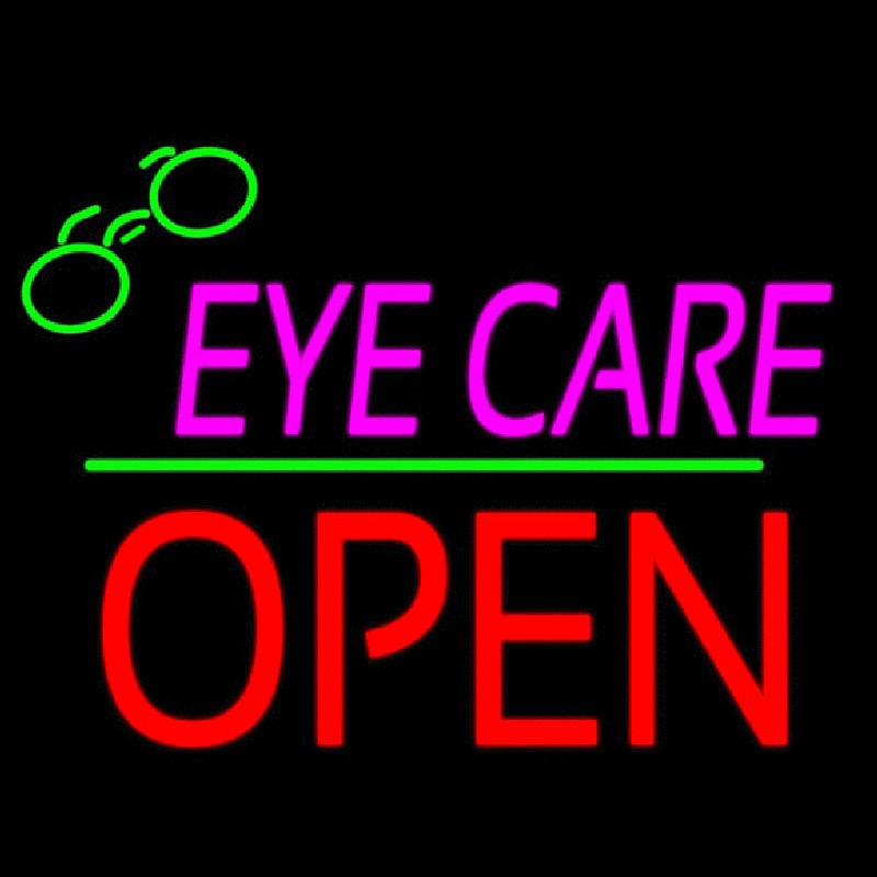 Pink Eye Care Logo Block Open Green Line Enseigne Néon