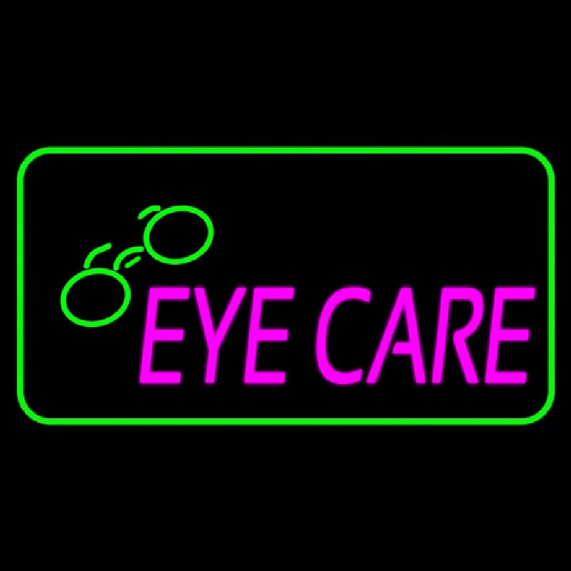 Pink Eye Care Logo Green Border Enseigne Néon