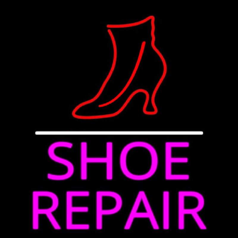 Pink Shoe Repair With Line Enseigne Néon