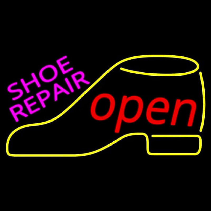 Pink Shoe Repair Yellow Shoe Open Enseigne Néon