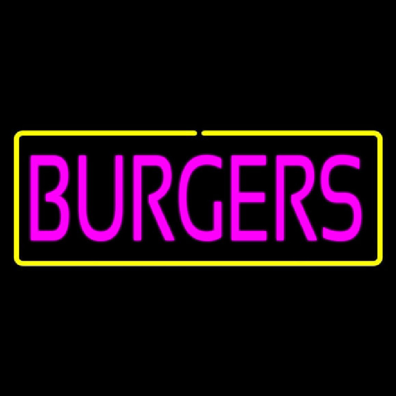 Pinl Burgers With Yellow Border Enseigne Néon