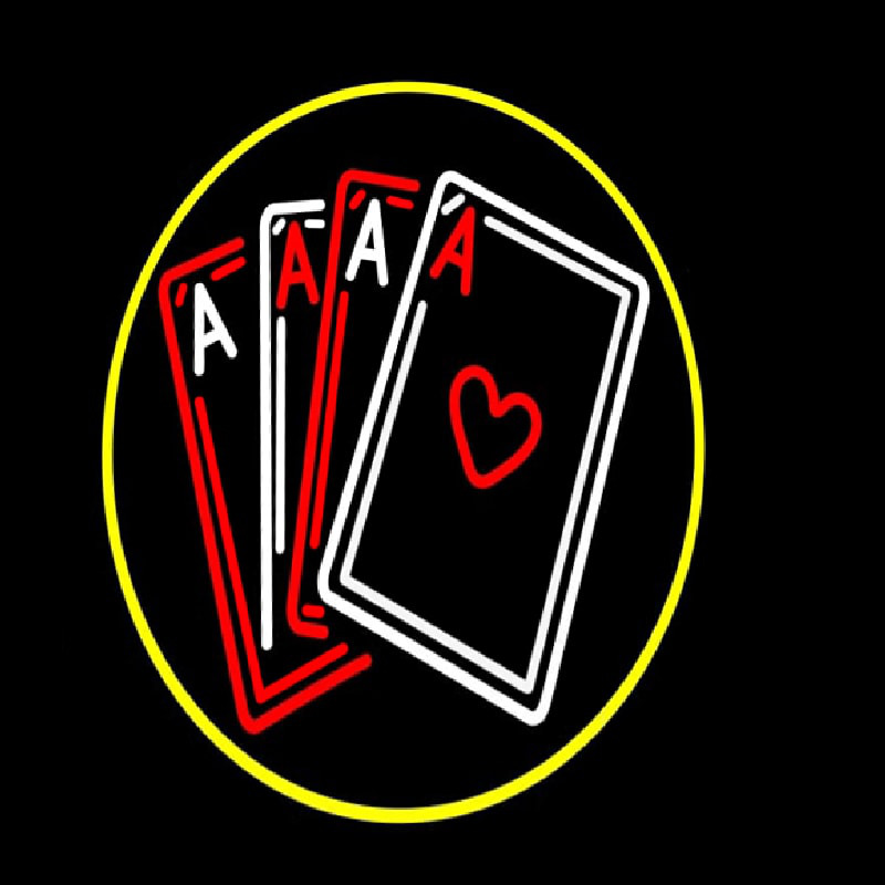 Poker Cards Icon 5 Enseigne Néon