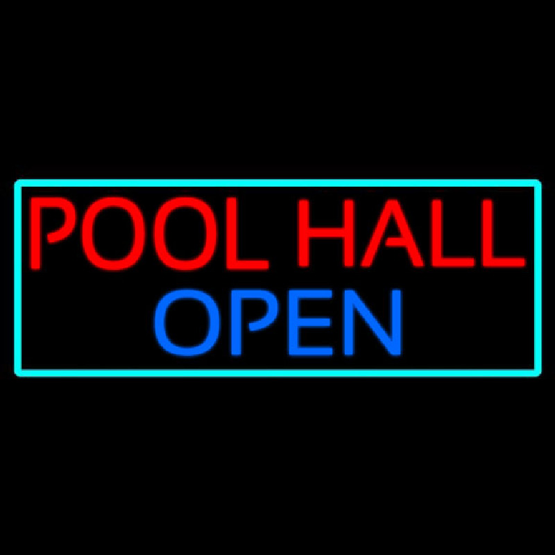 Pool Hall Open With Turquoise Enseigne Néon