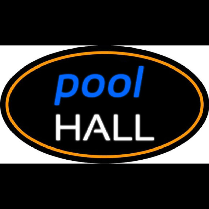 Pool Hall Oval With Orange Border Enseigne Néon