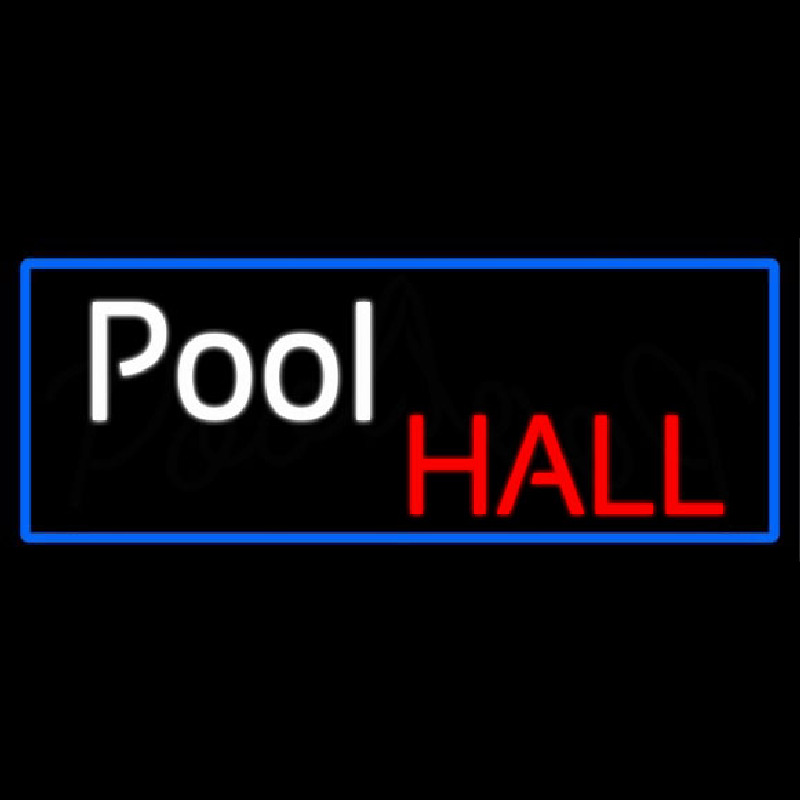 Pool Hall With Blue Border Enseigne Néon