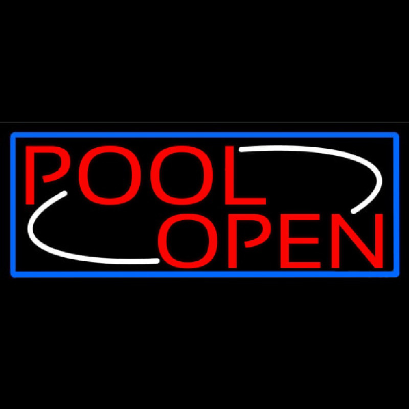 Pool Open With Blue Border Enseigne Néon