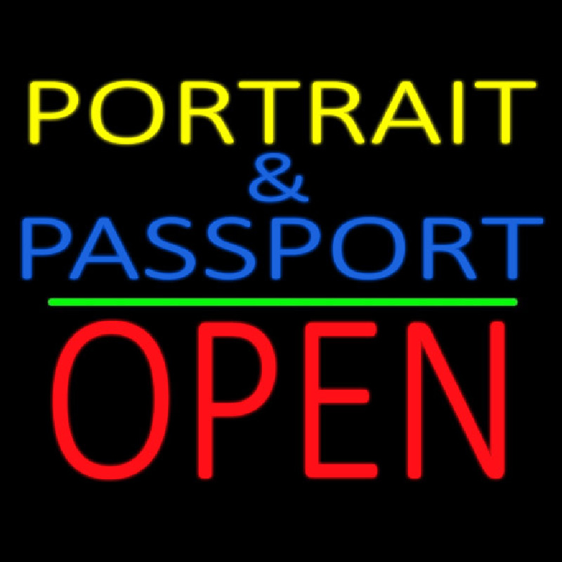 Portrait And Passport With Open 1 Enseigne Néon