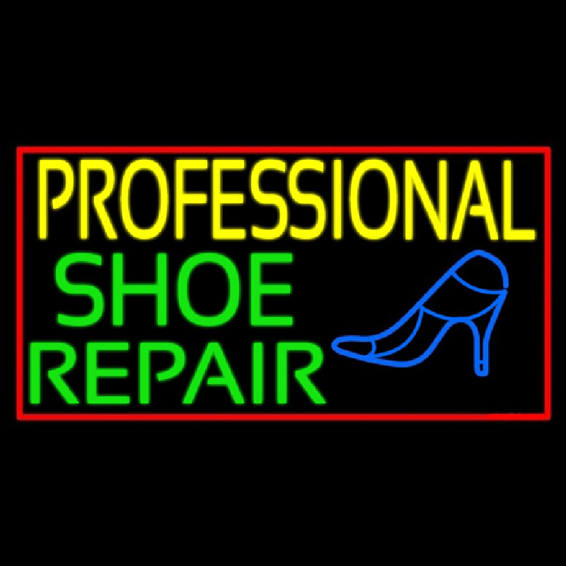 Professional Shoe Repair With Border Enseigne Néon