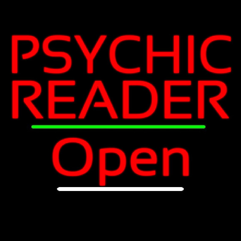 Psychic Reader Open Green Line Enseigne Néon