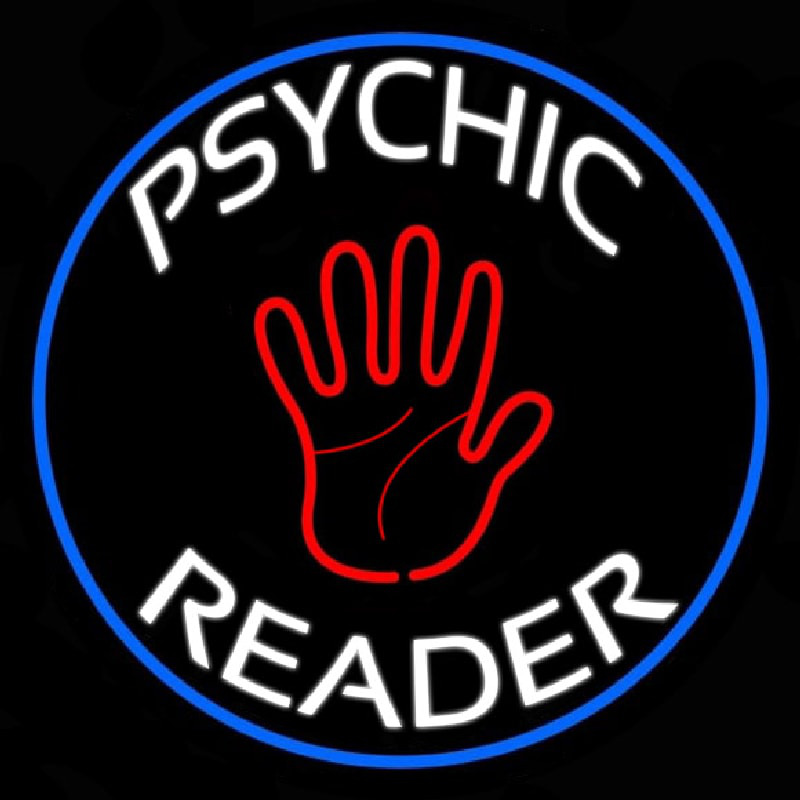 Psychic Reader With Palm Blue Circle Enseigne Néon