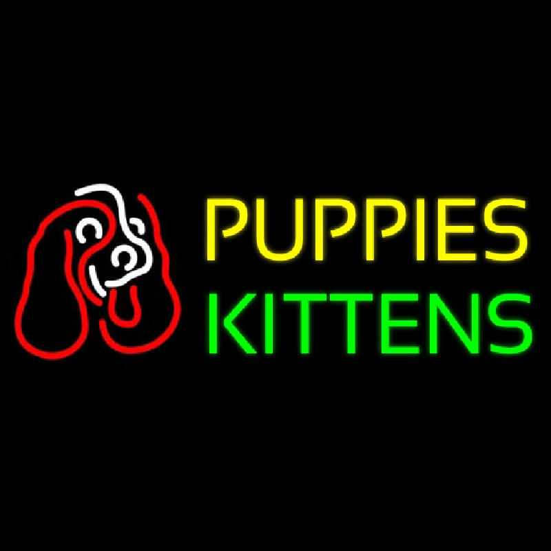 Puppies Kittens With Logo Enseigne Néon