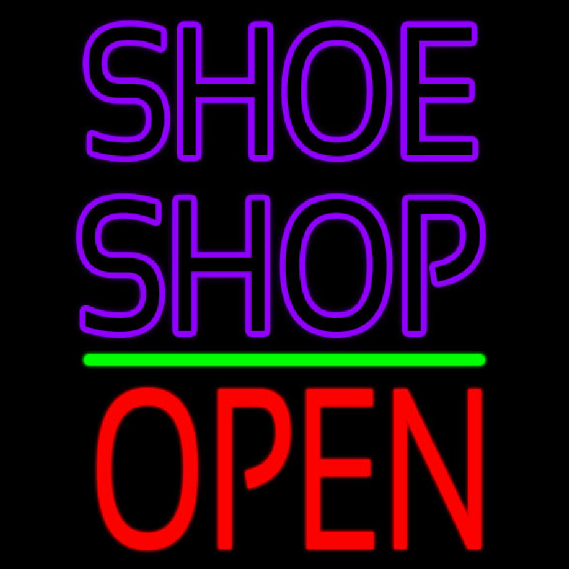 Purple Double Stroke Shoe Shop Open Enseigne Néon