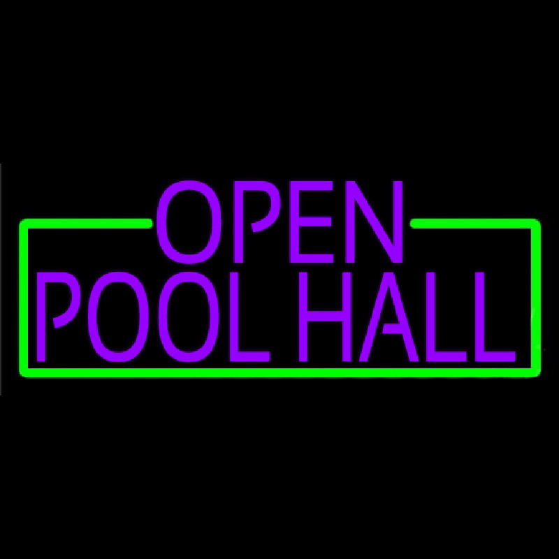 Purple Open Pool Hall With Green Border Enseigne Néon