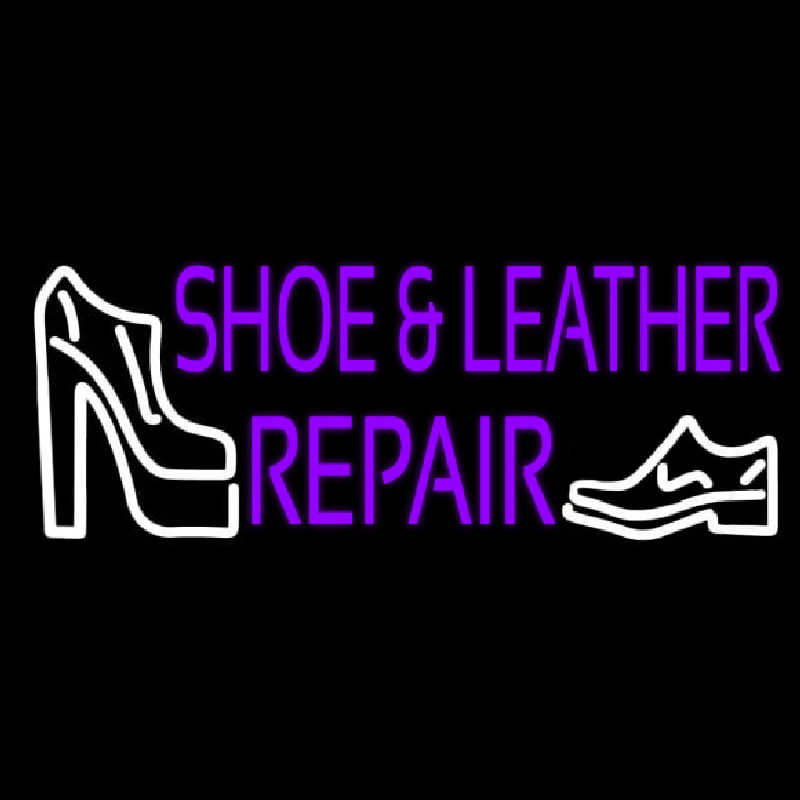 Purple Shoe And Leather Repair Enseigne Néon