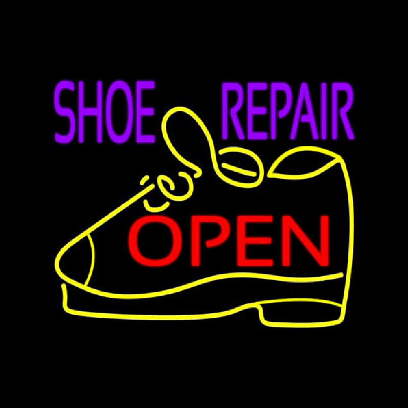 Purple Shoe Repair Open Enseigne Néon