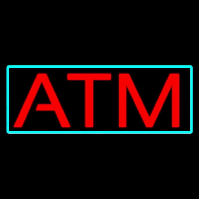 Red Atm With Light Blue Border Enseigne Néon