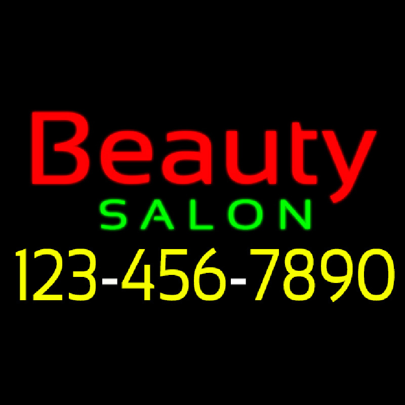 Red Beauty Salon With Phone Number Enseigne Néon