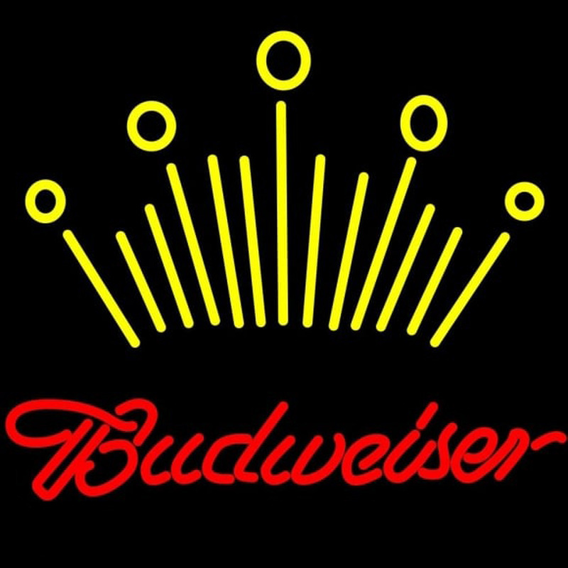 Red Budweiser Yellow Crown Beer Sign Enseigne Néon