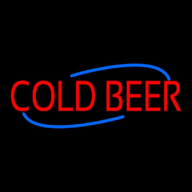 Red Cold Beer With Blue Border With Blue Line Enseigne Néon