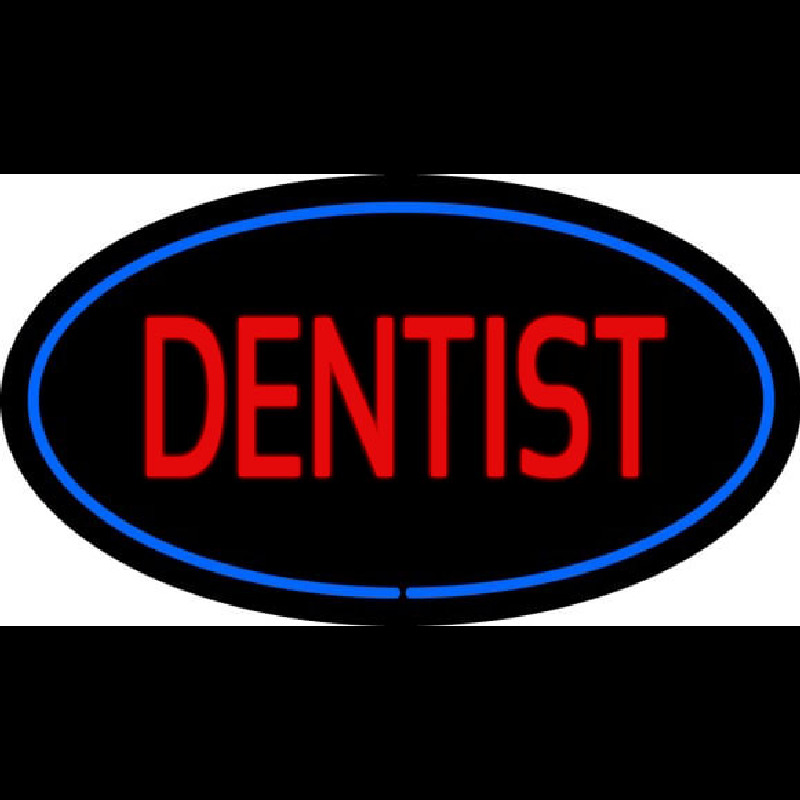 Red Dentist Oval Blue Border Enseigne Néon