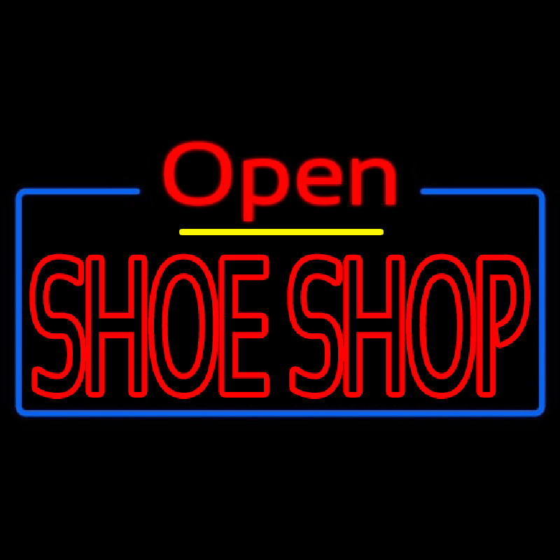 Red Double Stroke Shoe Shop Open Enseigne Néon