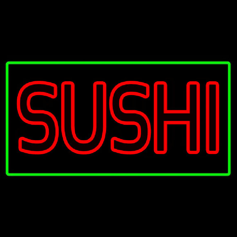 Red Double Stroke Sushi With Green Border Enseigne Néon