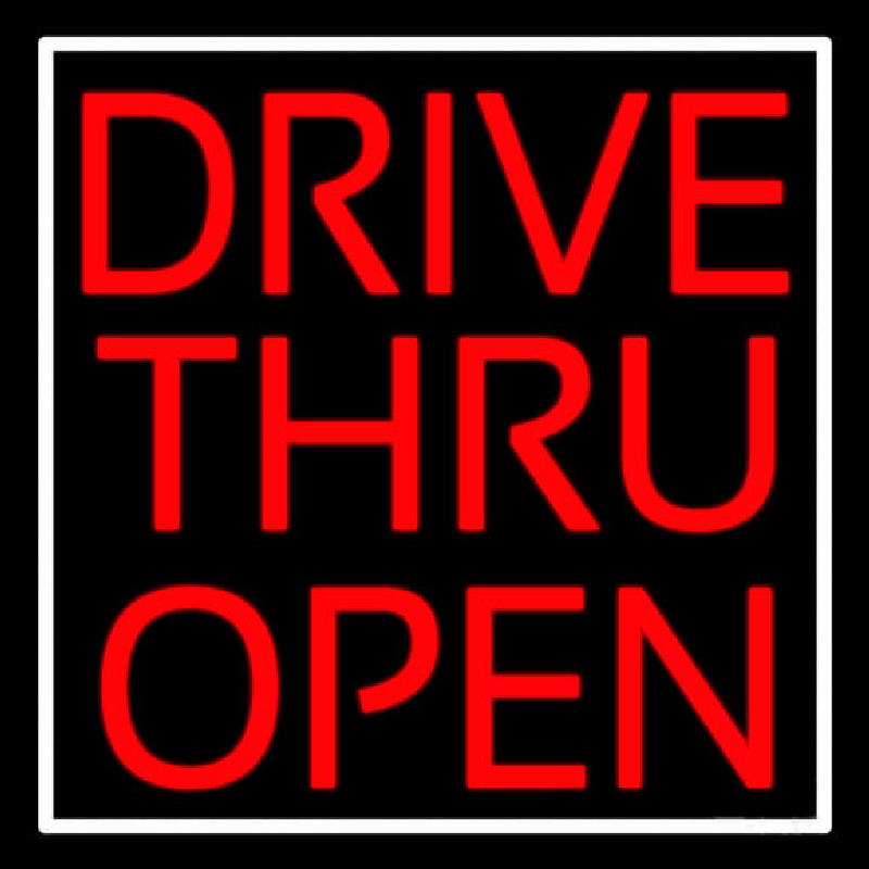 Red Drive Thru Open Enseigne Néon