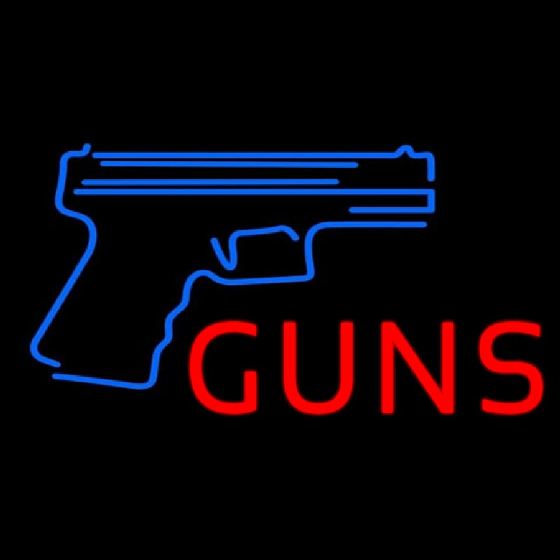 Red Guns With Blue Logo Enseigne Néon