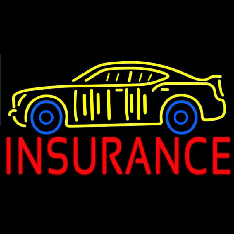 Red Insurance Yellow Car Logo Enseigne Néon