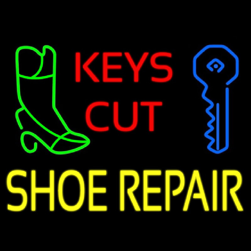 Red Keys Cut Yellow Shoe Repair Enseigne Néon