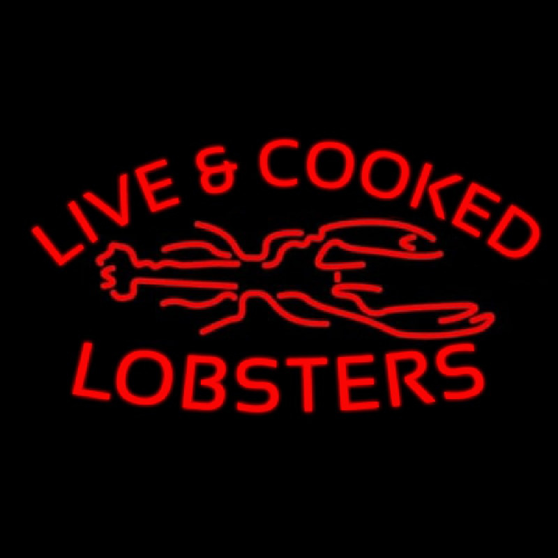 Red Live And Cooked Lobsters Seafood Enseigne Néon