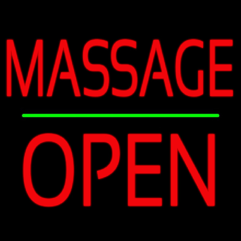 Red Massage Block Open Enseigne Néon