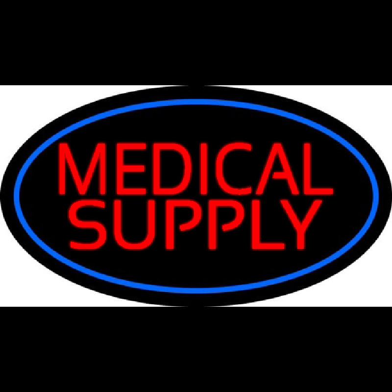 Red Medical Supply Oval Blue Enseigne Néon