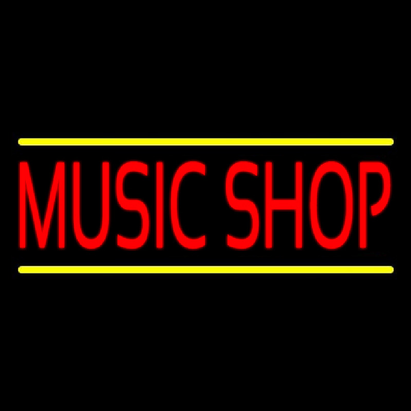 Red Music Shop Yellow Line Enseigne Néon