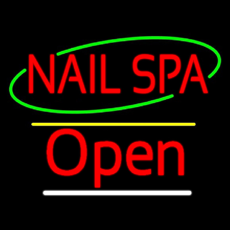 Red Nails Spa Open Yellow Line Enseigne Néon