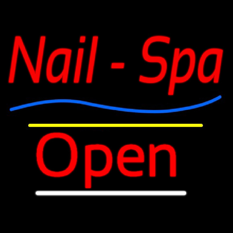 Red Nails Spa Open Yellow Line Enseigne Néon