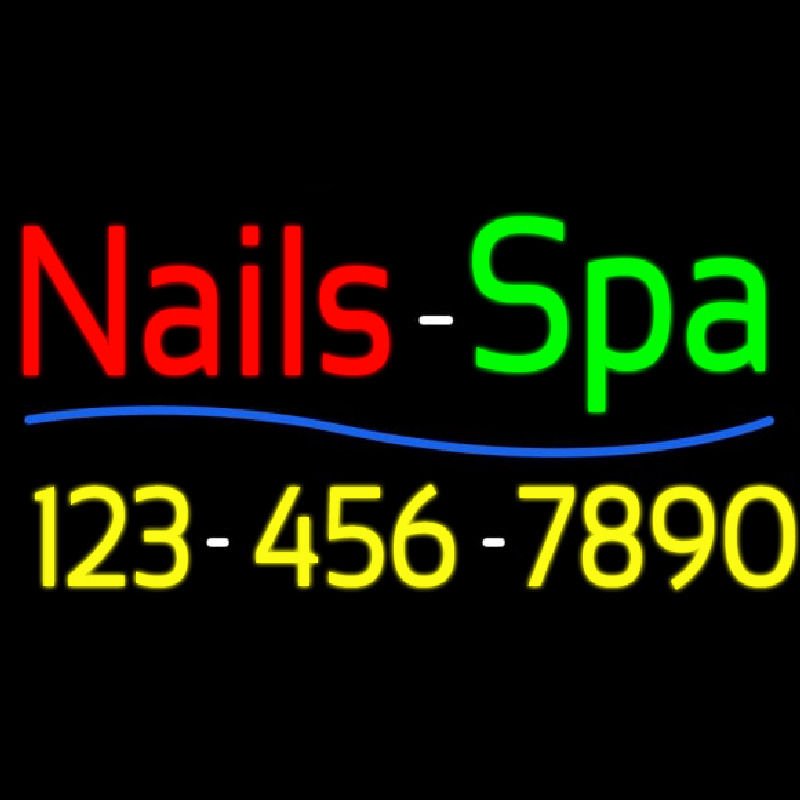 Red Nails Spa With Phone Number Enseigne Néon