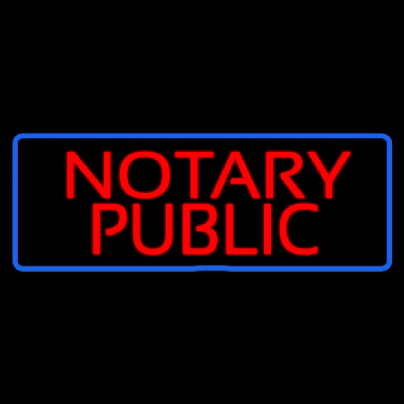 Red Notary Public Blue Border Enseigne Néon