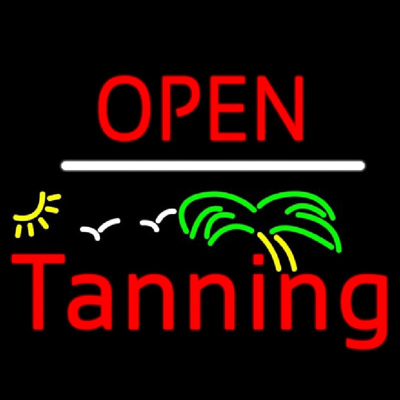 Red Open Tanning Palm Tree Enseigne Néon