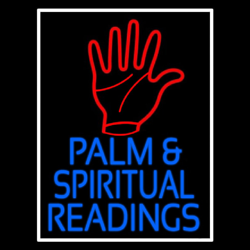 Red Palm And Blue Palm And Spiritual Readings Enseigne Néon