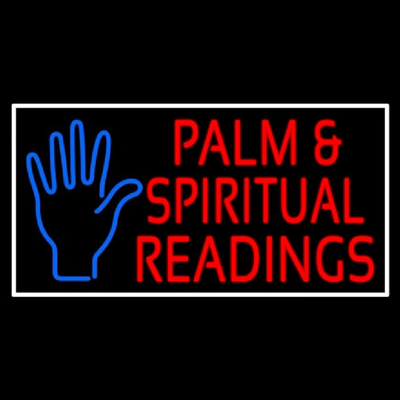 Red Palm And Spiritual Readings White Border Enseigne Néon